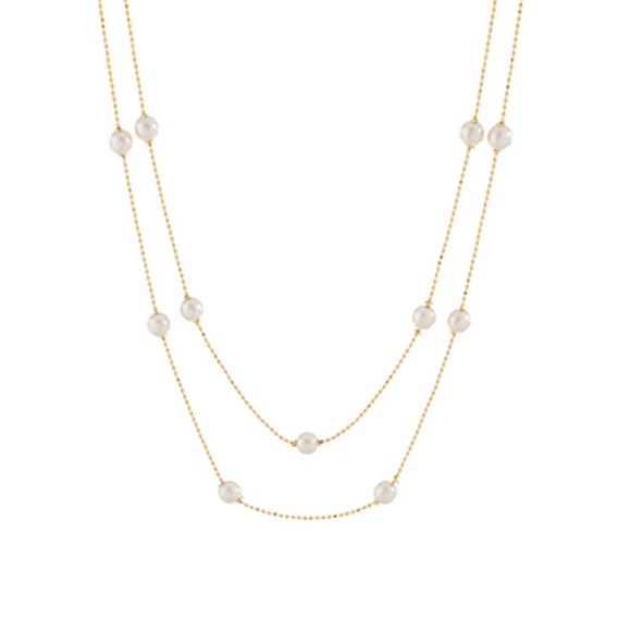 Layered Pearl Station Necklace - Picture 1 of 2